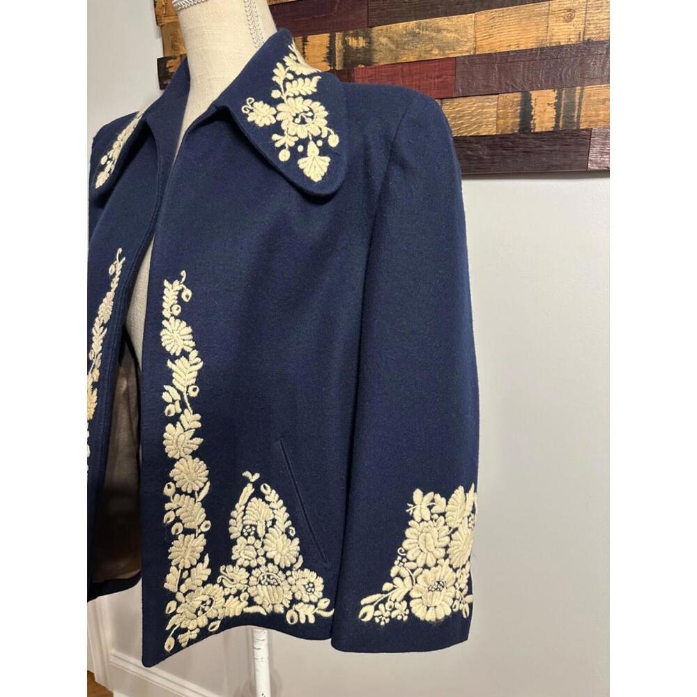 Vtg Made in Hungary Hungaria Jacket Hand Embroidery  Wool Coat/Blazer Women M?